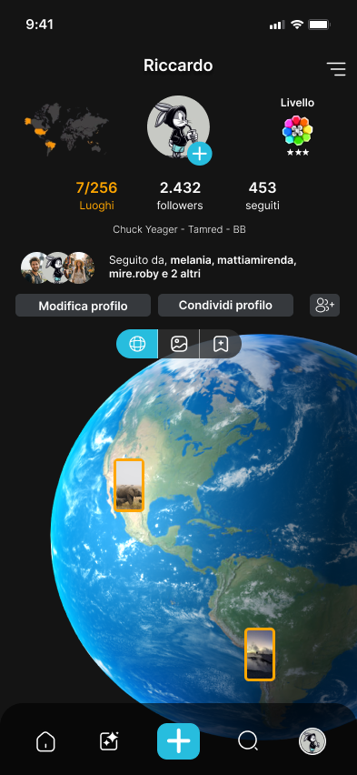 Globo 3D con i ricordi di viaggio in Tamred
