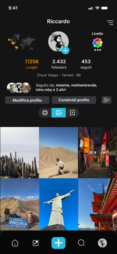 Profilo Tamred con griglia di foto